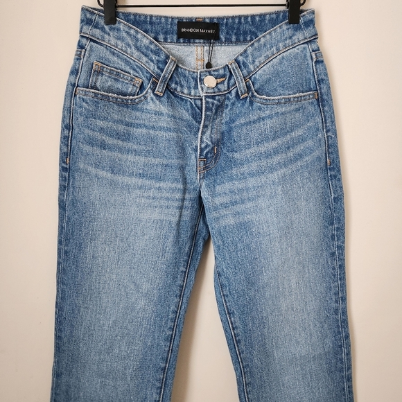 NWT Brandon Maxwell | Scooped Waist Straight Leg Jeans in Trinity Wash - Size 26 - Picture 3 of 13